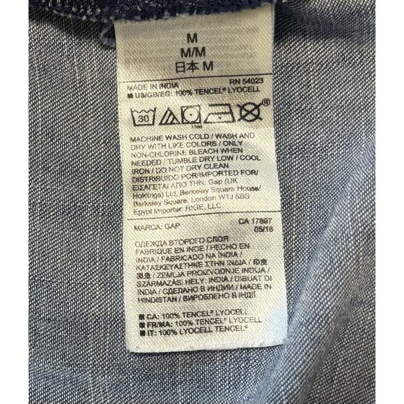 GAP Denim Chambray Shirt Dress Long Sleeve Button Up Coastal Cowgirl Boho Size M - Picture 5 of 8